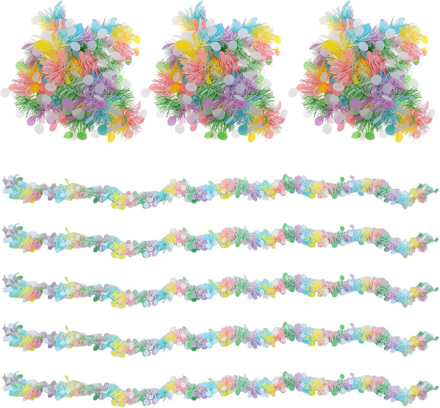 HOMSFOU 8pcs Cm Colored Tinsel Garland Plastic Party Hanging Decoration with Easy Setup and Optimal Coverage for Festive Holiday and Party Ceiling Decorations