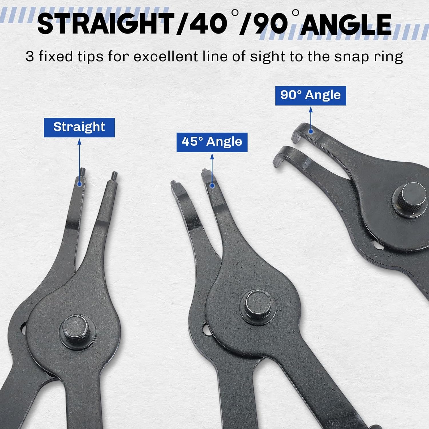 14PCS Snap Ring Pliers Set | Heavy Duty Internal & External Circlip Pliers with 45°/90° Bent and Straight, Retaining Ring Pliers Set w/Hook & Pick for 0.038in 0.047in 0.070in 0.090in