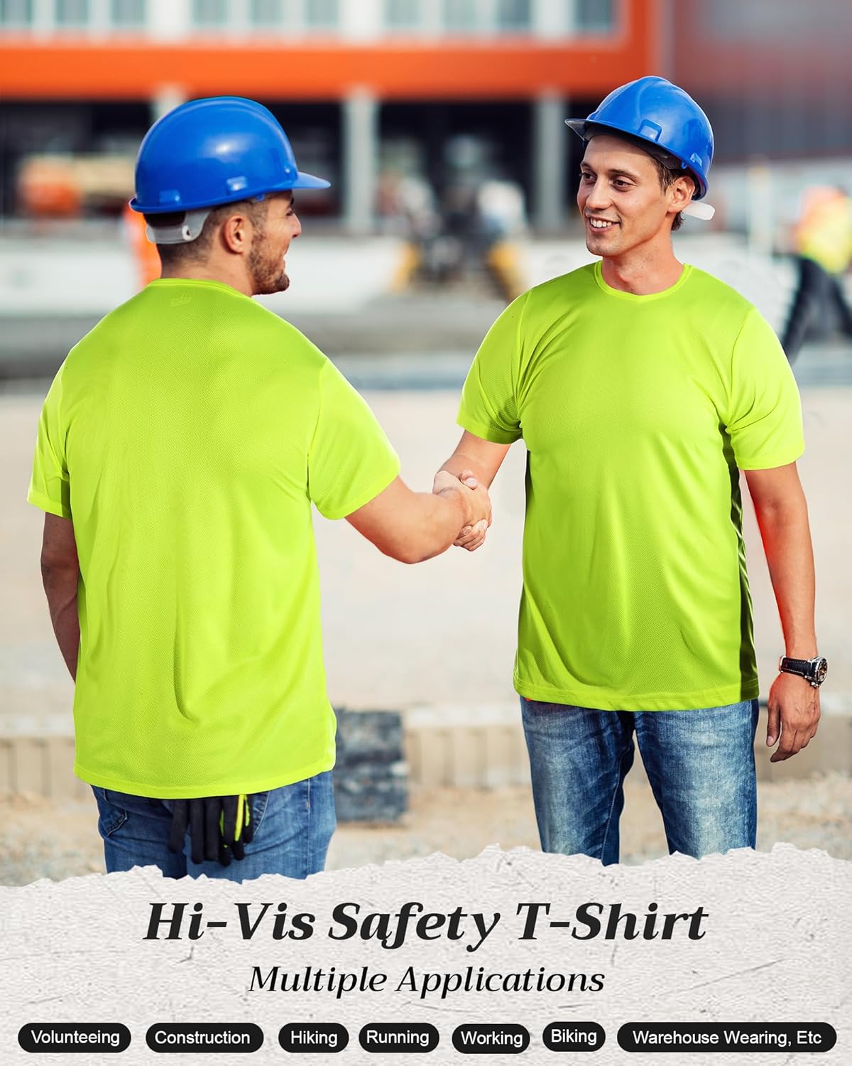 JaGely 24 Pcs Hi Vis T-Shirts for Men Bulk Safety Construction Workwear Unisex Quick Dry Breathable Moisture Wicking Shirts
