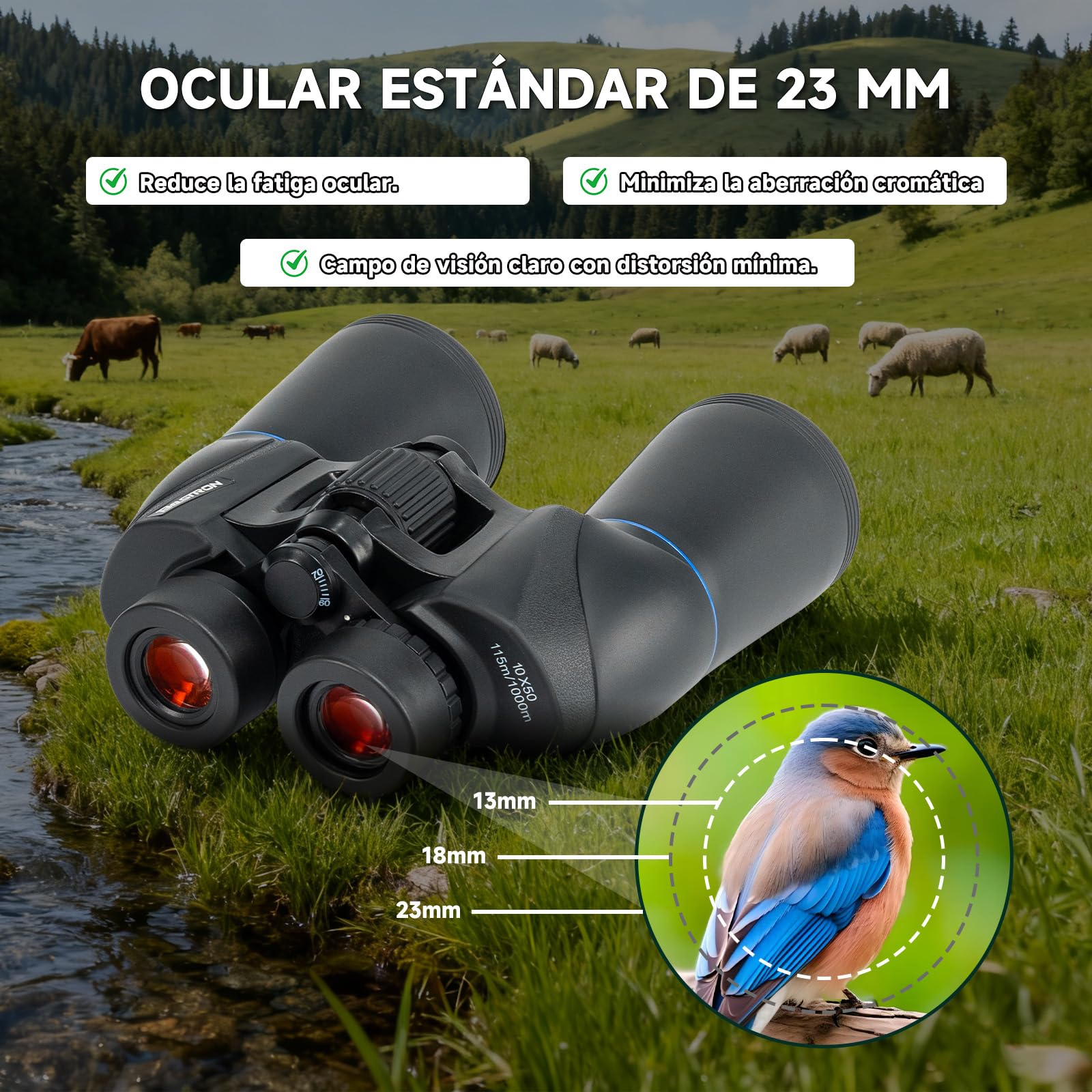 Prismáticos10x50 Prismas FMC BAK4 para Observación de Aves | Prismaticos Profesionales Largo Alcance para Adultos,Compacto Binóculos para Caza,Viajes y Actividades al Aire Libre
