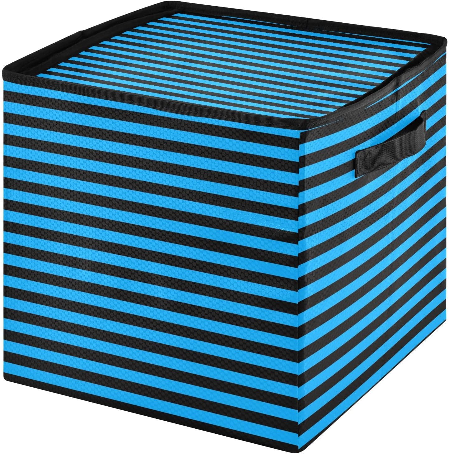 High Capacity Christmas ornament storage Holds Up to 64, Adjustable Dividers, Zippered Top, Two Handles handy Holiday Storage Case with Lid,Neon Blue Black Strips
