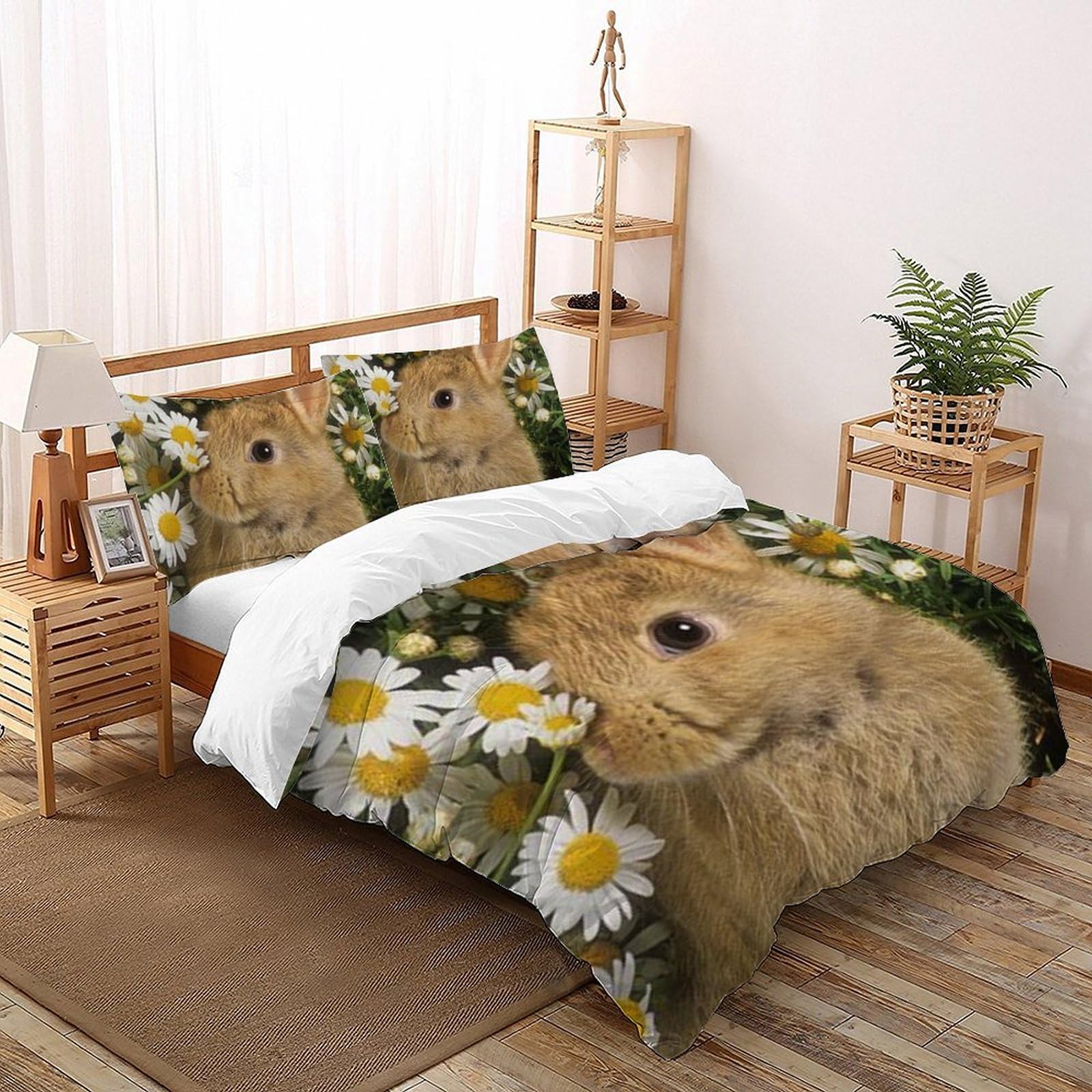 Housse de couette lapin hypoallergénique finie la corvée de repassage lit King