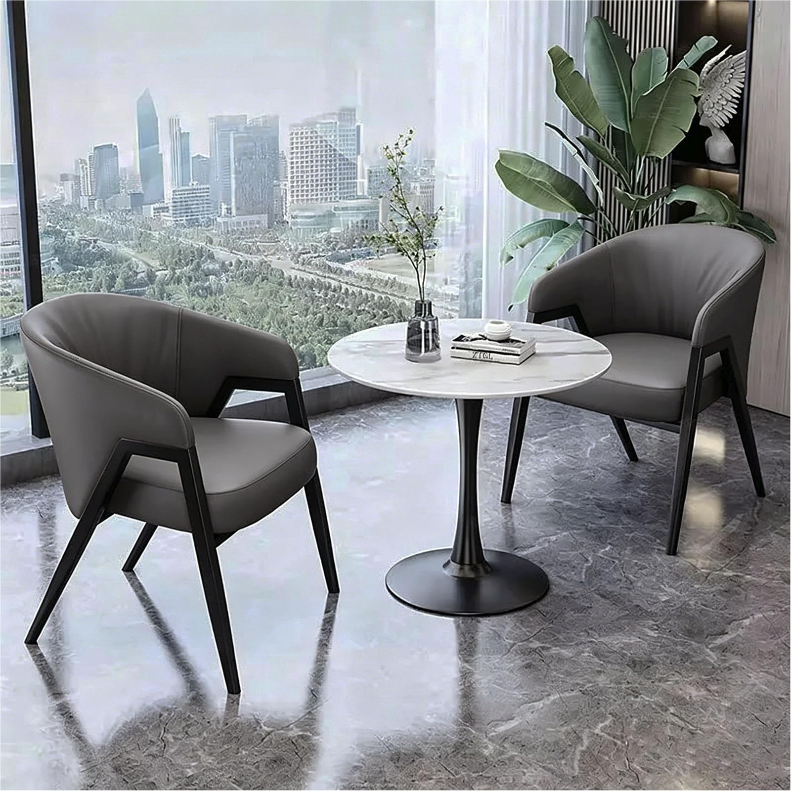 Fauteuil salon moderne avec dossier ergonomique en cuir PU premium