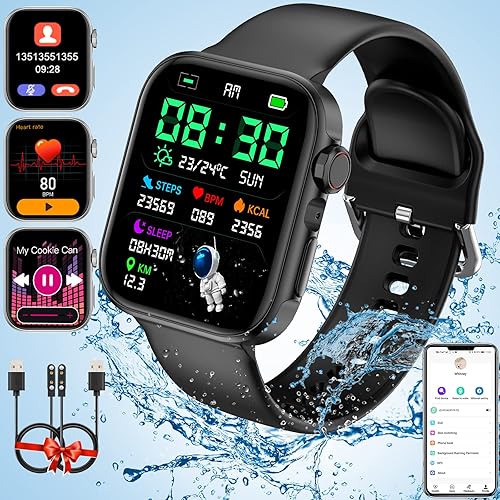 Rastreador de fitness con monitor de frecuencia cardíaca reloj inteligente para hombres y mujeres con pantalla grande de 181 pulgadas compatible con