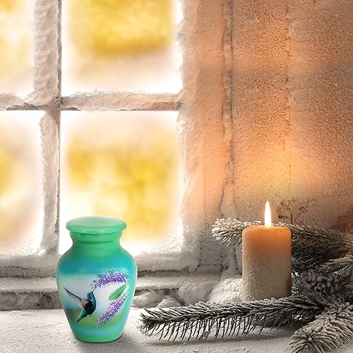 Miniatura 25 de SMARA Urna de cremación de recuerdo pequeña con funda de terciopelo Elige entre colores únicos Encantadora ficha de metal para cenizas humanas