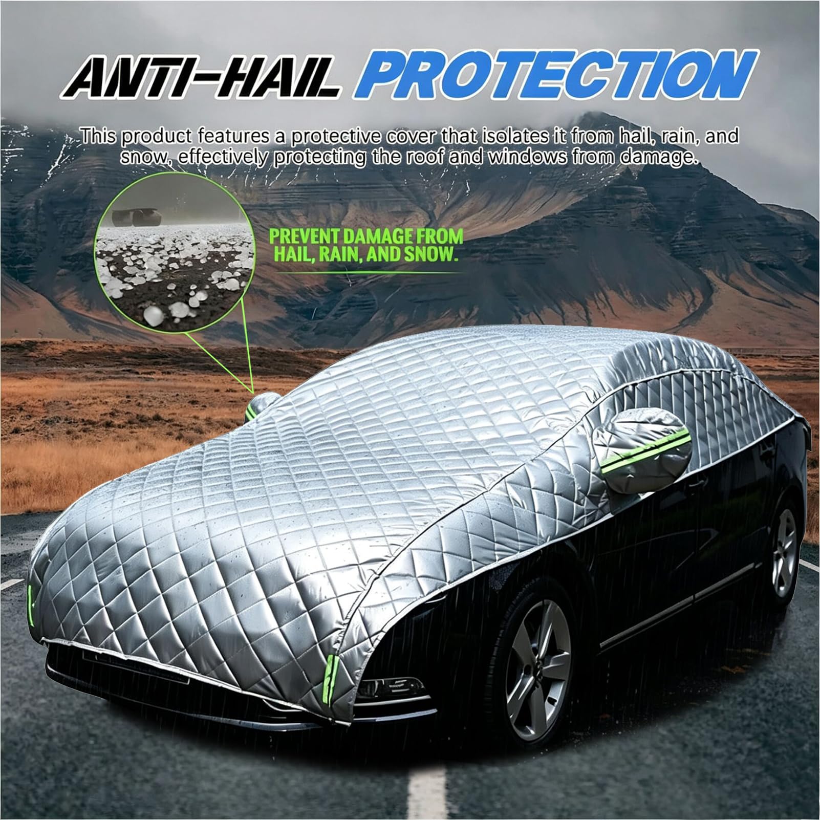 Anti-grêle Bache Voiture Exterieur pour Toyota Yaris Hybride 2020-2025, Demi-Housse Auto Protection Imperméable Anti-UV Grele Rayure Neige épaissi Tous Temps Extérieur Voitures