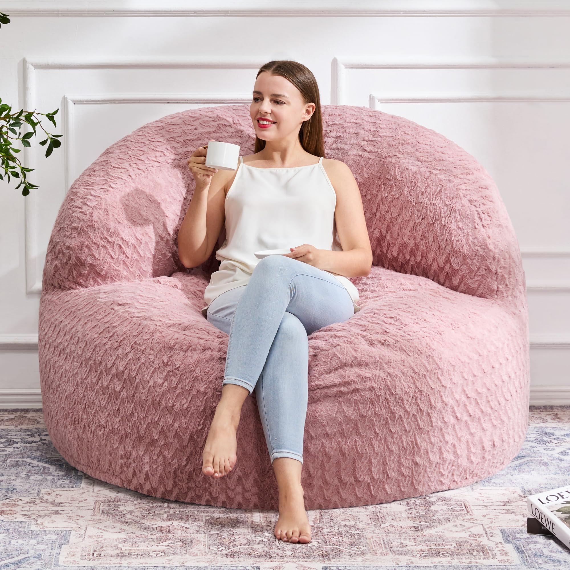Amazon.com: Hobestluk Adult Bean Bag Chair Memory Foam Faux Fur