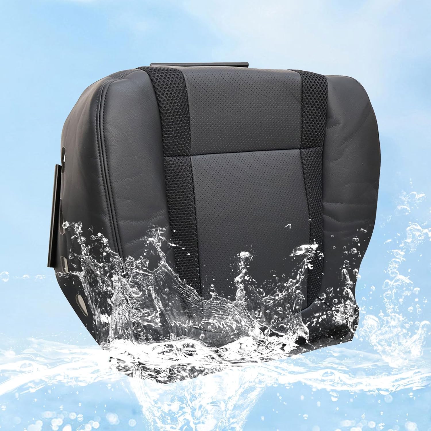Front Left Driver Side Bottom Microfiber Leather Seat Cover Black Compatible with Ford F150 SVT 2010 2011 2012 2013 2014