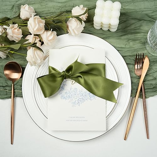 Miniatura 6 de Cinta verde musgo para envolver regalos, cinta de satén gruesa de color verde oliva oscuro de 2 pulgadas para manualidades, cinta verde de Navidad,