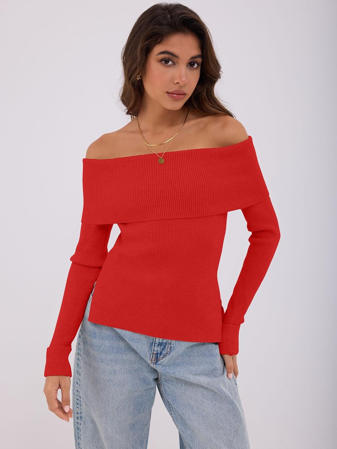 ZAFUL Womens Off The Shoulder Pullover Sweater Long Sleeve Fall Ribbed Knit Tops Sexy Y2K Outfits - Image 2