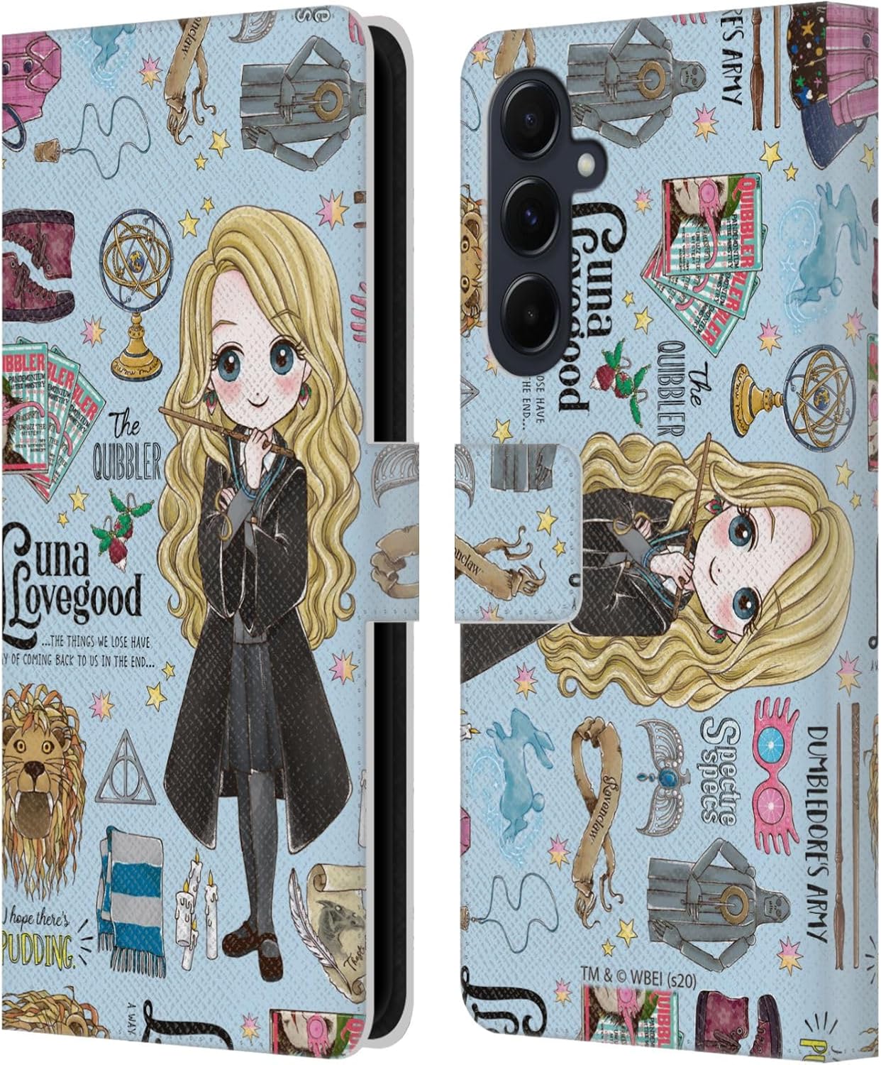 Head Case Designs Officially Licensed Harry Potter Luna Pattern Deathly Hallows XXXVII Leather Wallet Case Compatible with Samsung Galaxy A55 5G