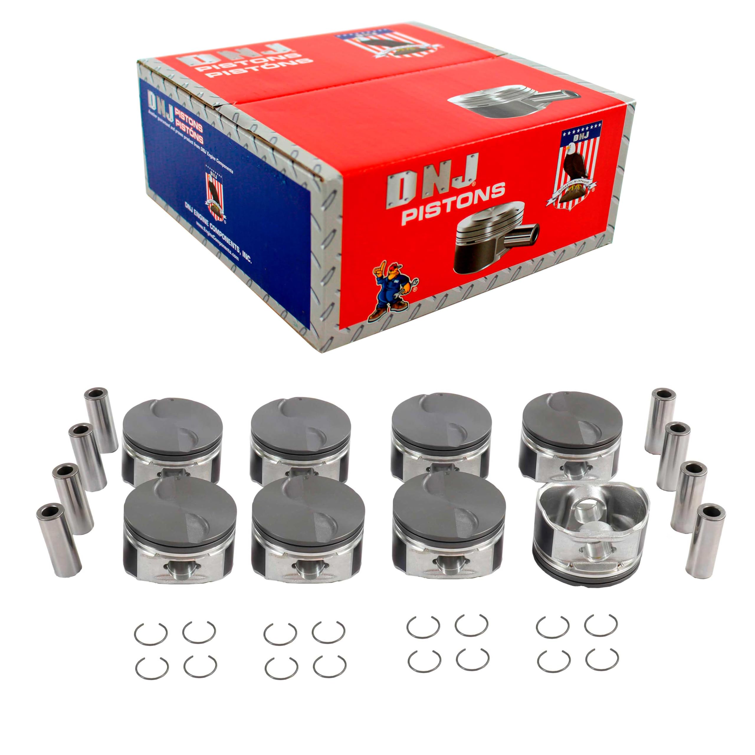 DNJ P3201 Piston Set Standard for 2010-2017 Chevrolet, GMC, Hummer Avalanche, Canyon, Colorado 4.8L-5.3L V8 16V OHV 294cid