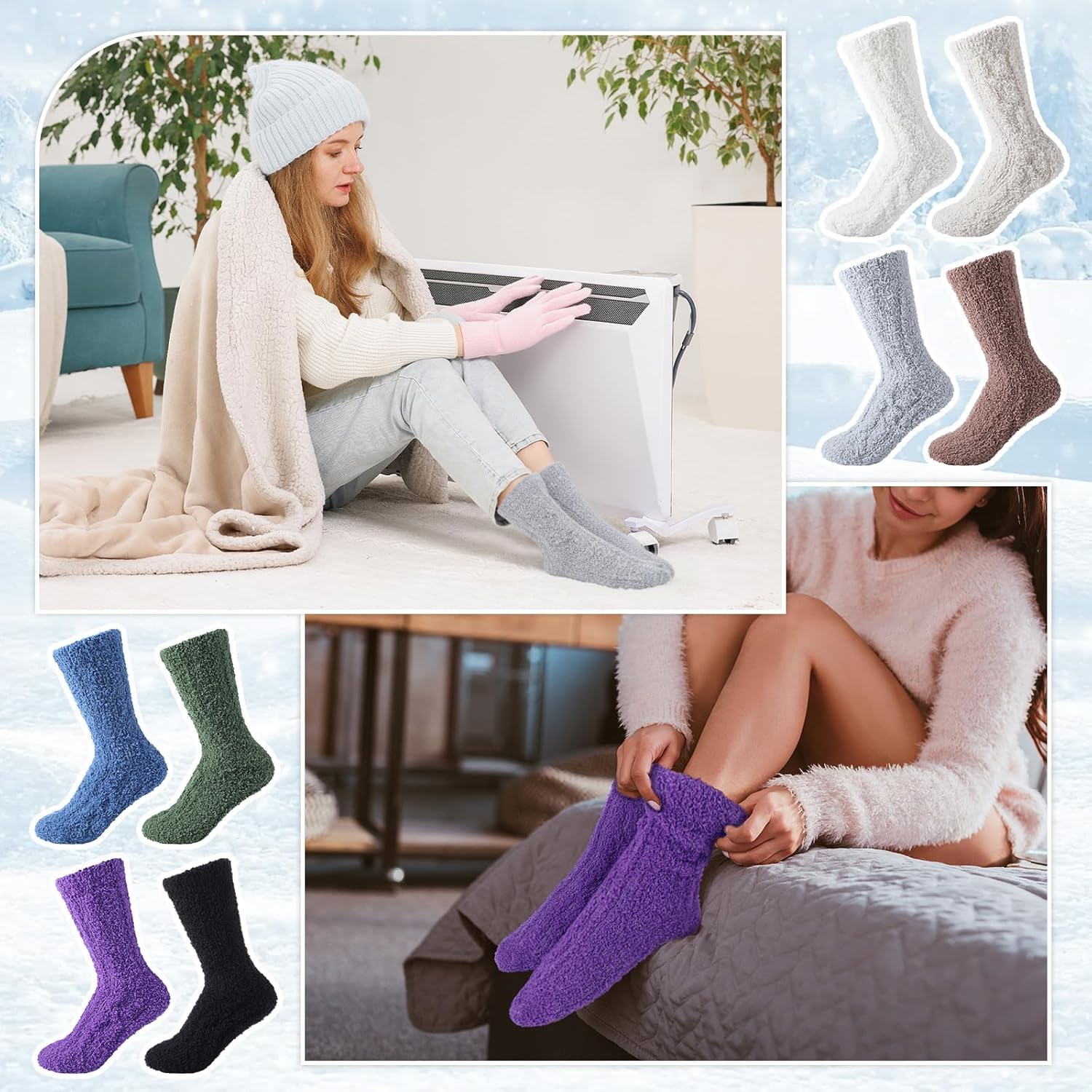 48 Pairs Fuzzy Socks Bulk for Women Winter Warm Soft Fluffy Cozy Sleeping Slipper Socks Unisex Plush Gifts Indoor Home - Image 2