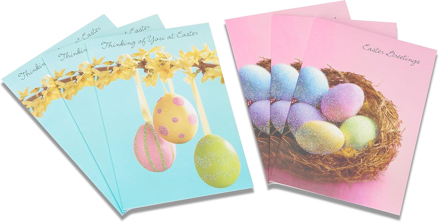 American Greetings Easter Cards with Envelopes, Easter Eggs (6Count
