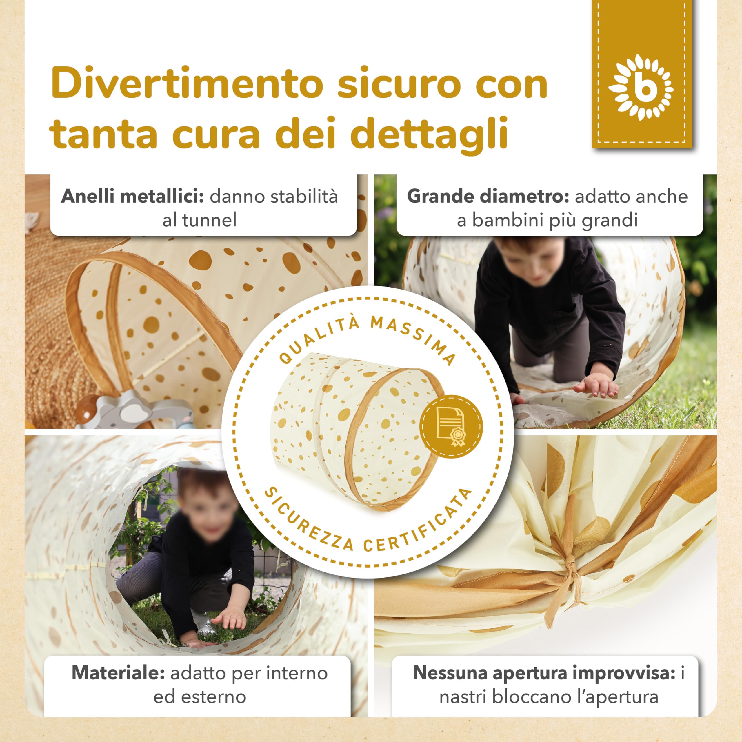 Bieco XXL Tunnel Dots Giochi da Giardino | 180 x 46 cm | Bruco Tunnel da 1 Anno
