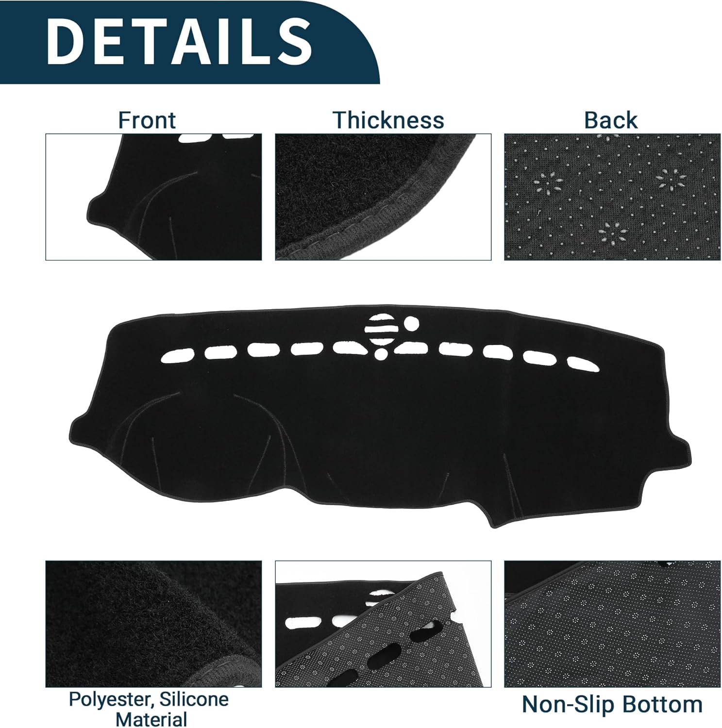 Dash Cover for Jeep Grand Cherokee 2011-2021 Dashboard Mat Polyester Black 1 Pcs
