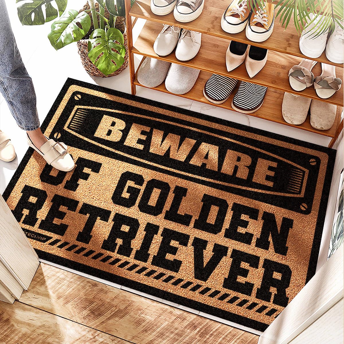 Tapis de bienvenue Golden Retriever pour camping-car et terrasse