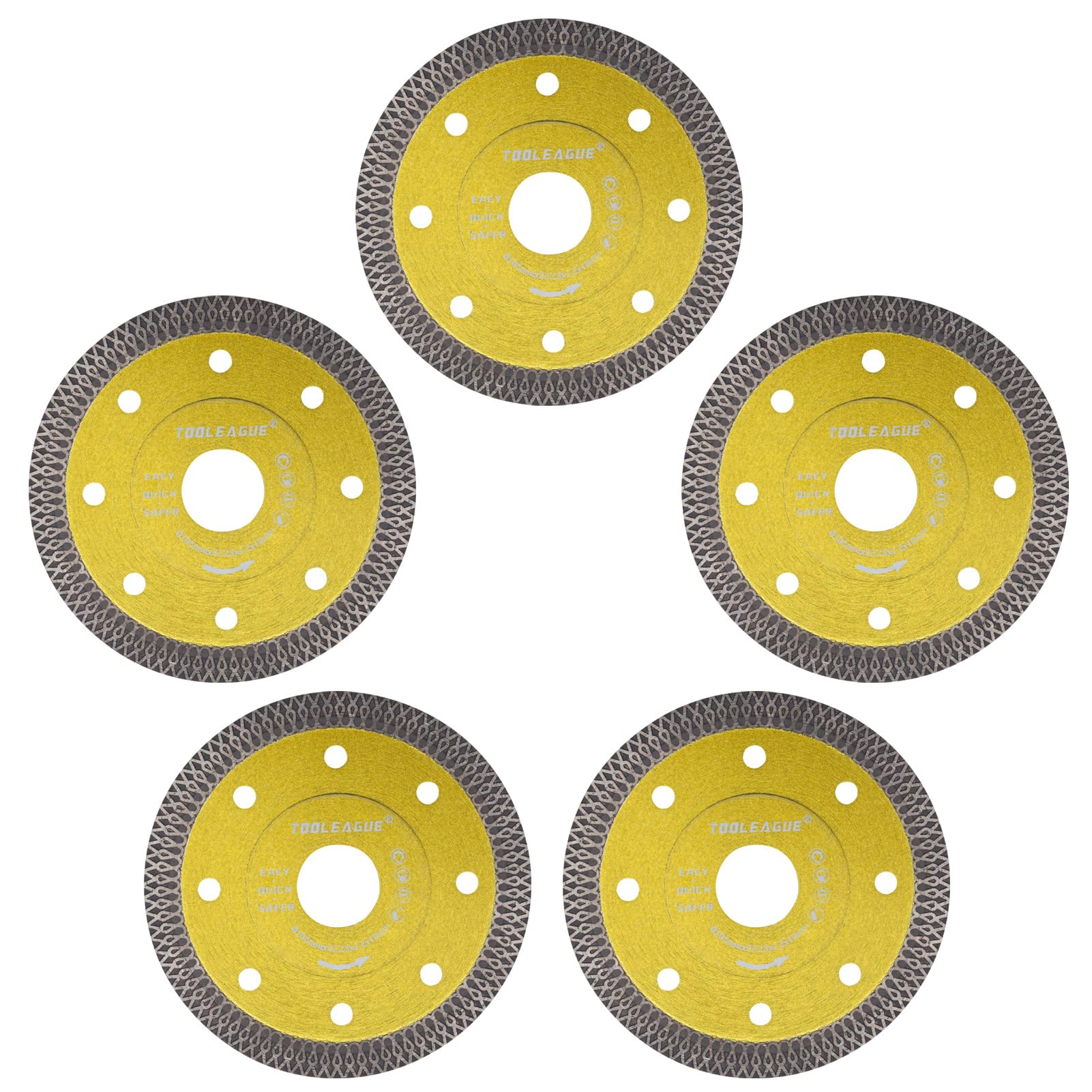 TOOLEAGUE 4 Inch Diamond Saw Blade, Super Thin Tile Blade, Diamond Cutting Wheel for Cutting Porcelain Tile Granite Marbles, 5 Pcs