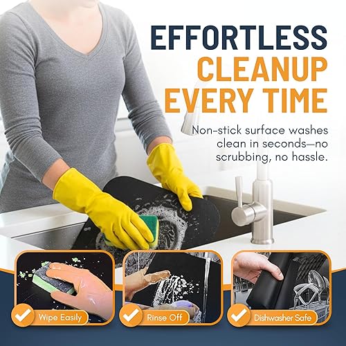 Miniatura 6 de Revestimientos para horno tostador para la parte inferior del horno (paquete de 4) revestimientos reutilizables antiadherentes resistentes al calor,