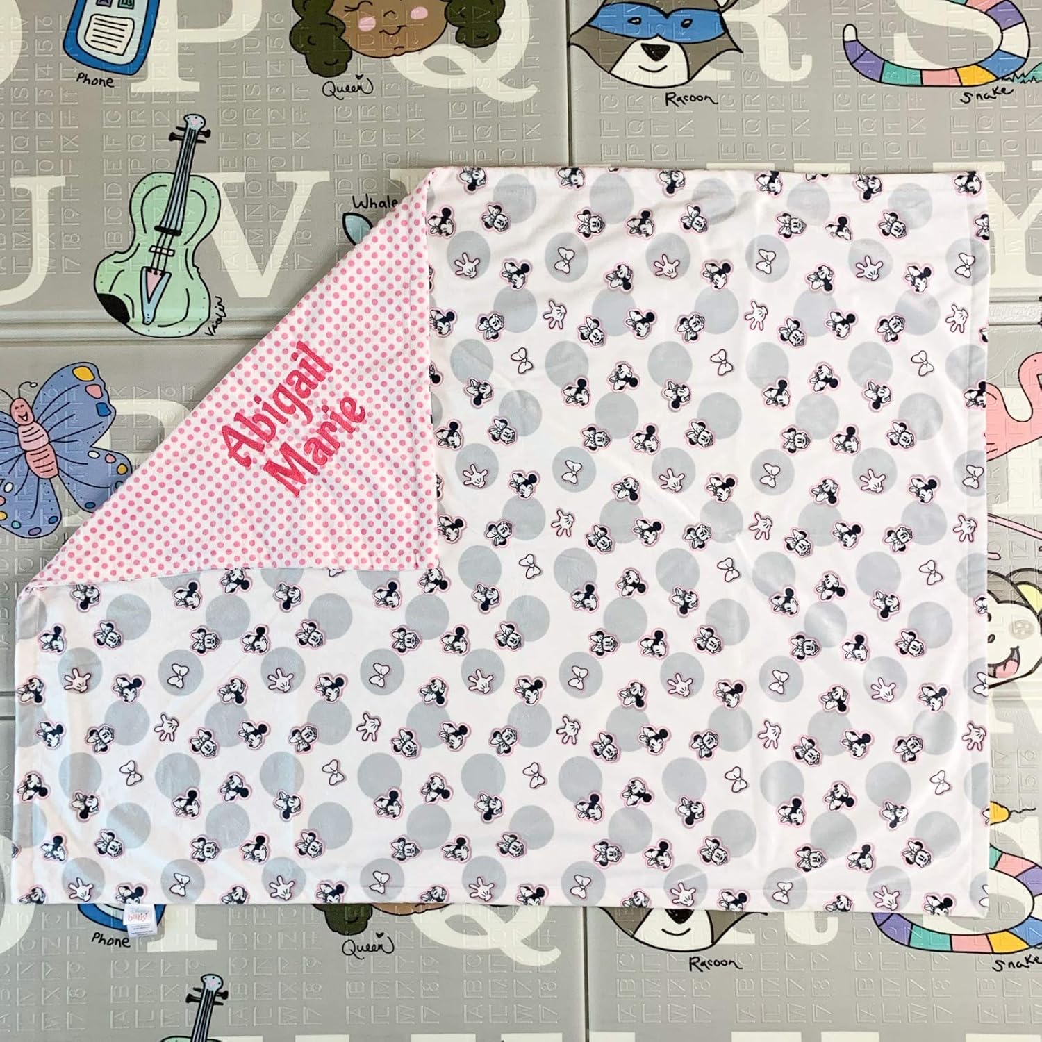 Personalized Disney Minnie Mouse Baby Blanket with Hat