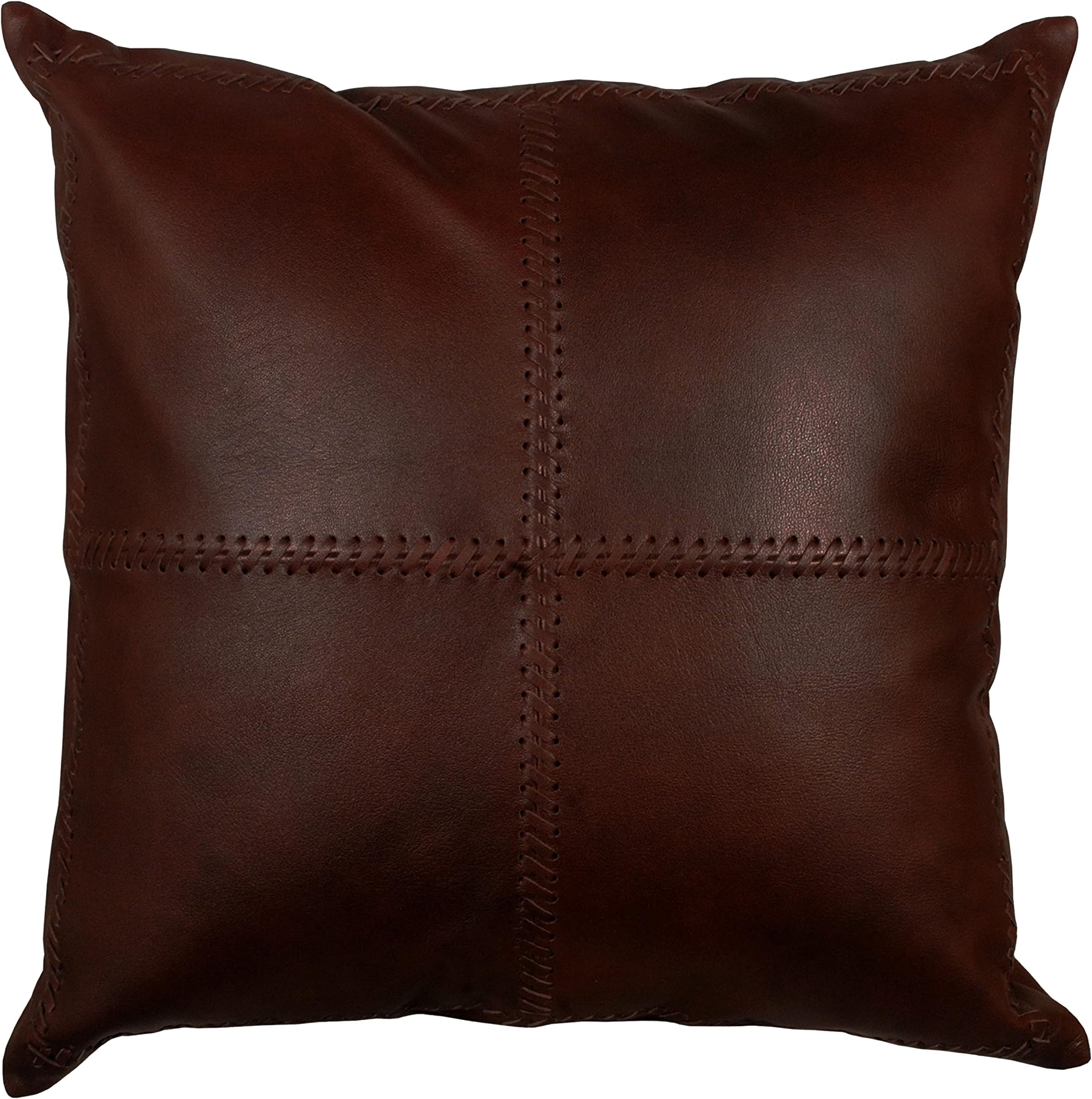 Lambskin Leather Pillow Cushion Covers Brown Sofa Cushion Case Decorative For Couch Throw Pillow Case Brown 16 X16
