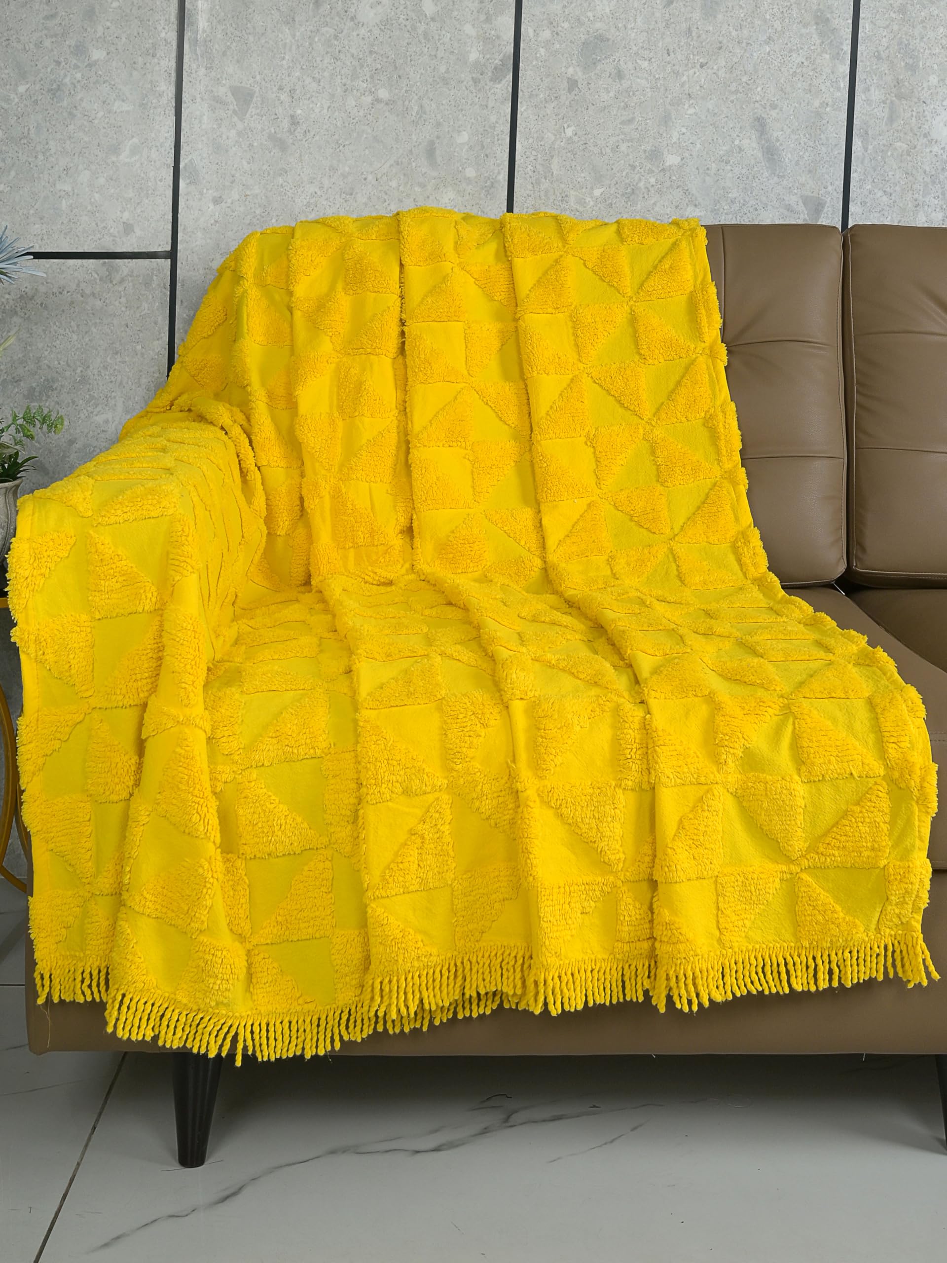 SARAL HOME EASY LIVING Soft Cotton 2 Seater Sofa Cover Throw | Sofa Cover For Living Room | Sofa Slipcovers | Thick And Soft Sofa Cover (Yellow, 140x160 cm)-image-39