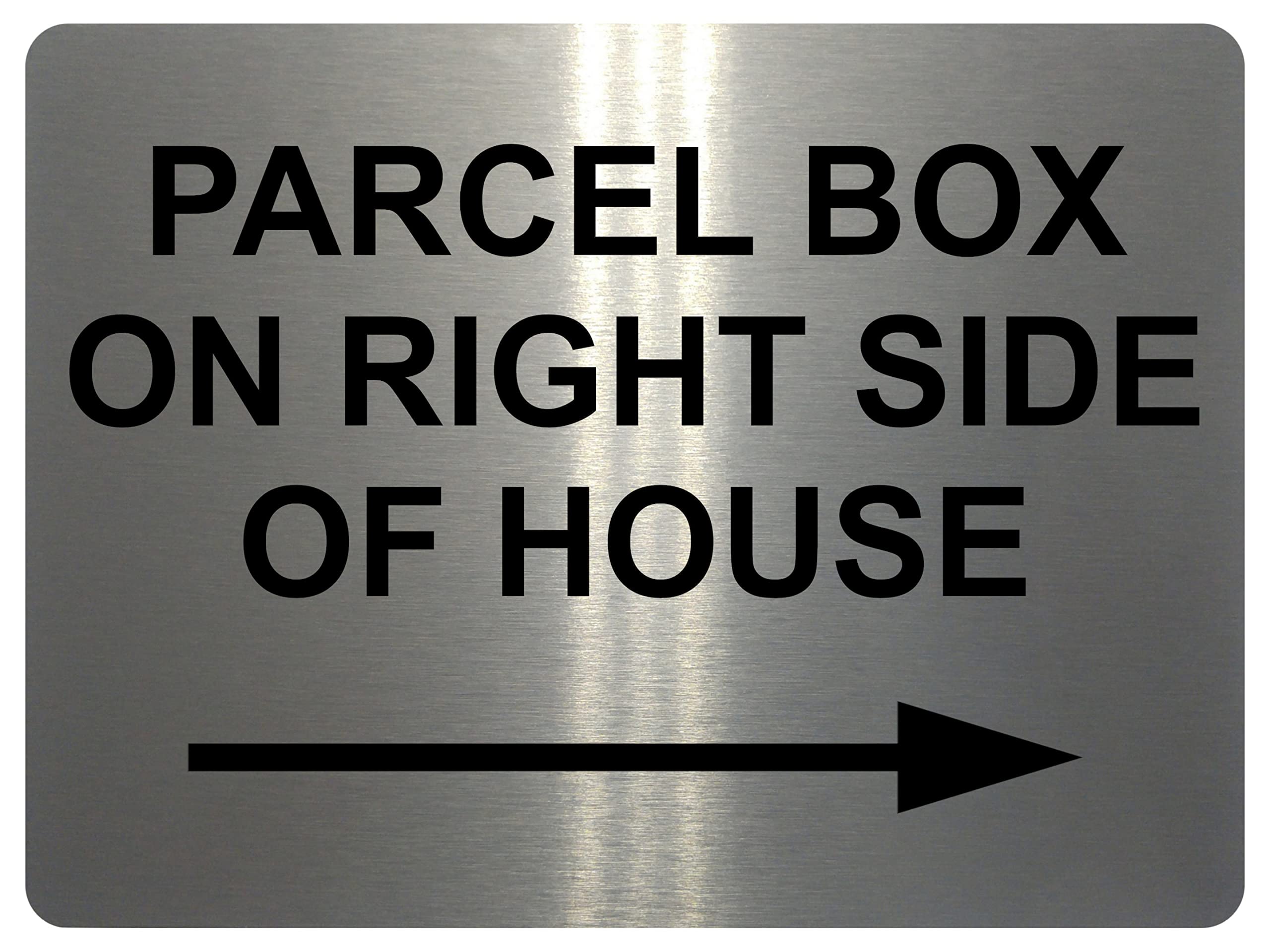1786 PARCEL BOX ON RIGHT SIDE OF HOUSE Metal Aluminium Plaque Sign (5x7 inches, Brushed Silver)