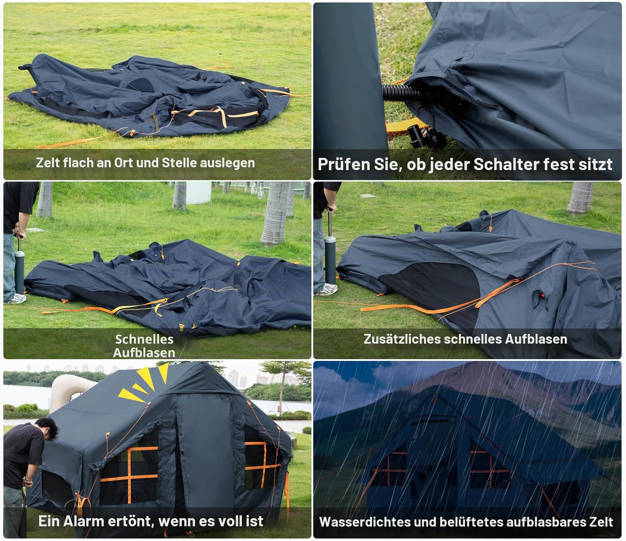 SHANQUAN Aufblasbare Zelte für Camping mit Ofenanschluss, 2/4/6/8 Personen, einfach aufzubauende aufblasbare Zelte für alle Jahreszeiten, wasserdichtes aufblasbares Warmzelt, Air-Glamping-Zelt