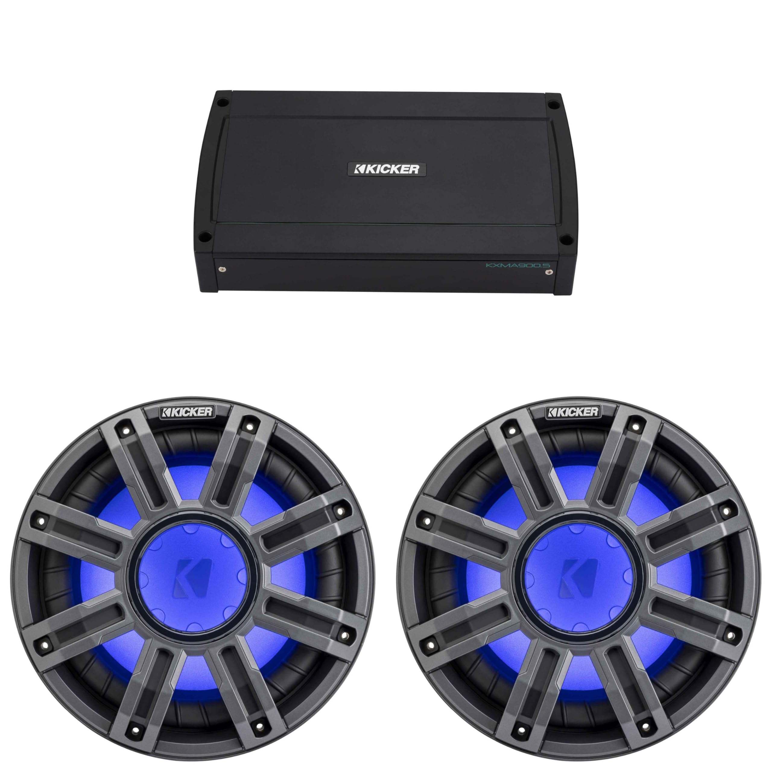 Kicker (2) 51MWE104 - MWE 10-Inch Premium Marine Subwoofer (Enclosure) 4-ohm & 48KXMA9005 Marine Amp Bundle