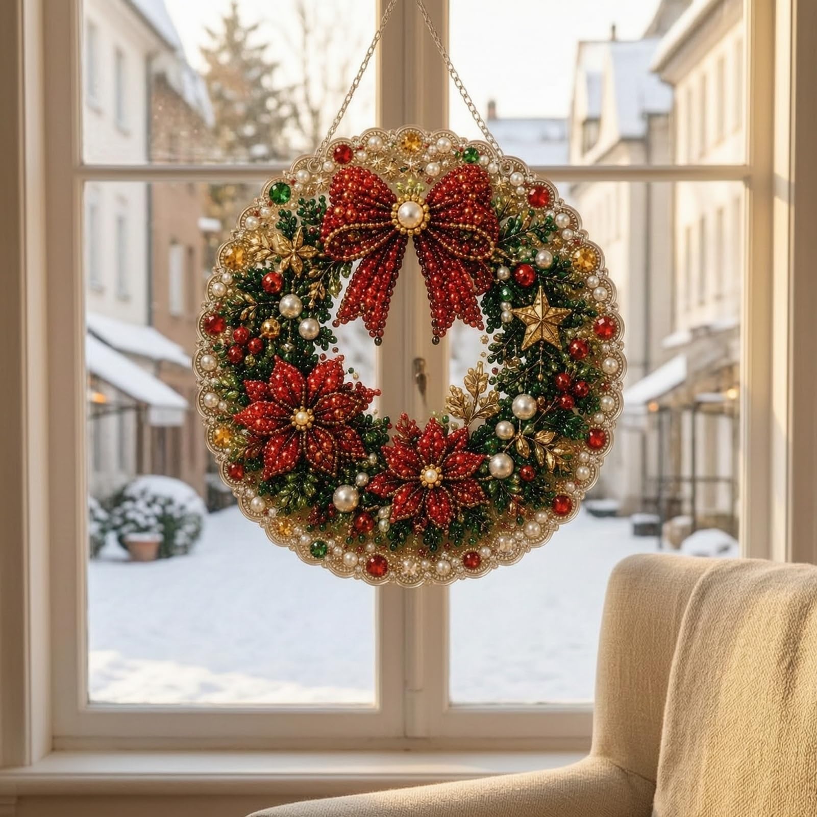 Świąteczny zestaw wiszących ozdób ze sztucznej pereł, DIY, 3D, sztuczne perły, rękodzieło, akrylowa tablica do malowania na okno,