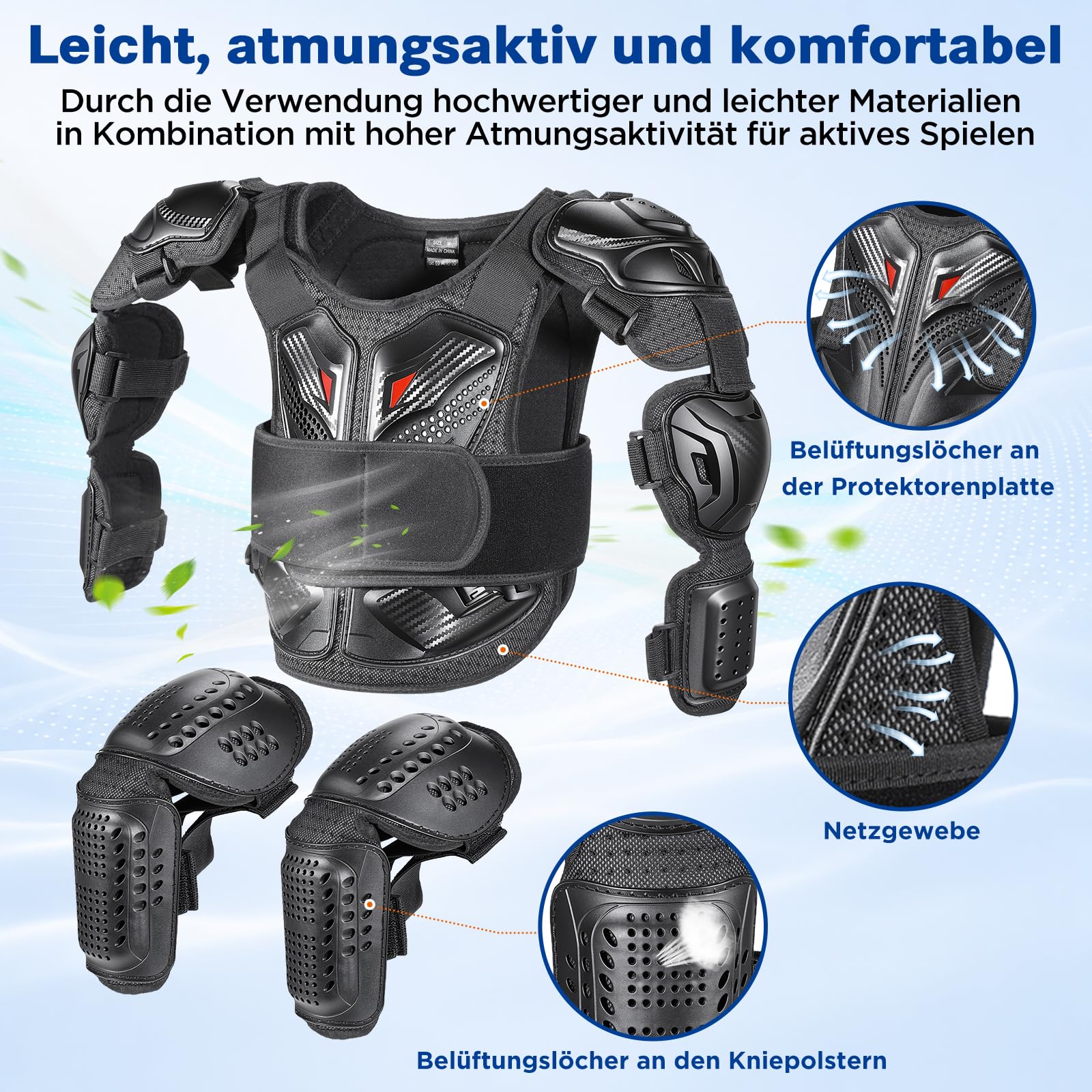 yeesport MTB Brustpanzer Kinder Protektoren Rückenprotektor Set