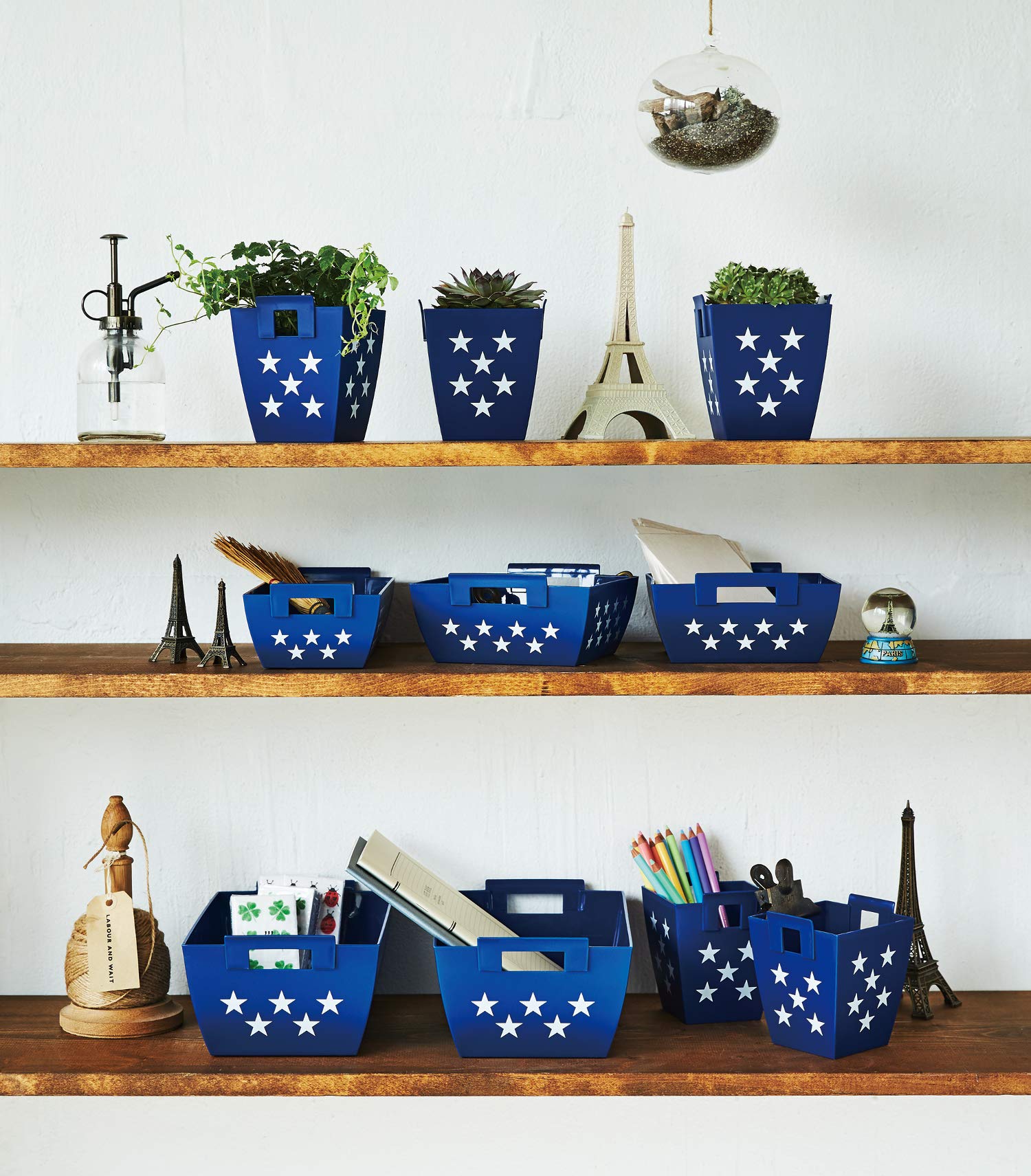 [専用出品]jast60it Amazon｜伊勢藤 収納ケース ネイビー 9.9×10.7×11.7 クラスケット with