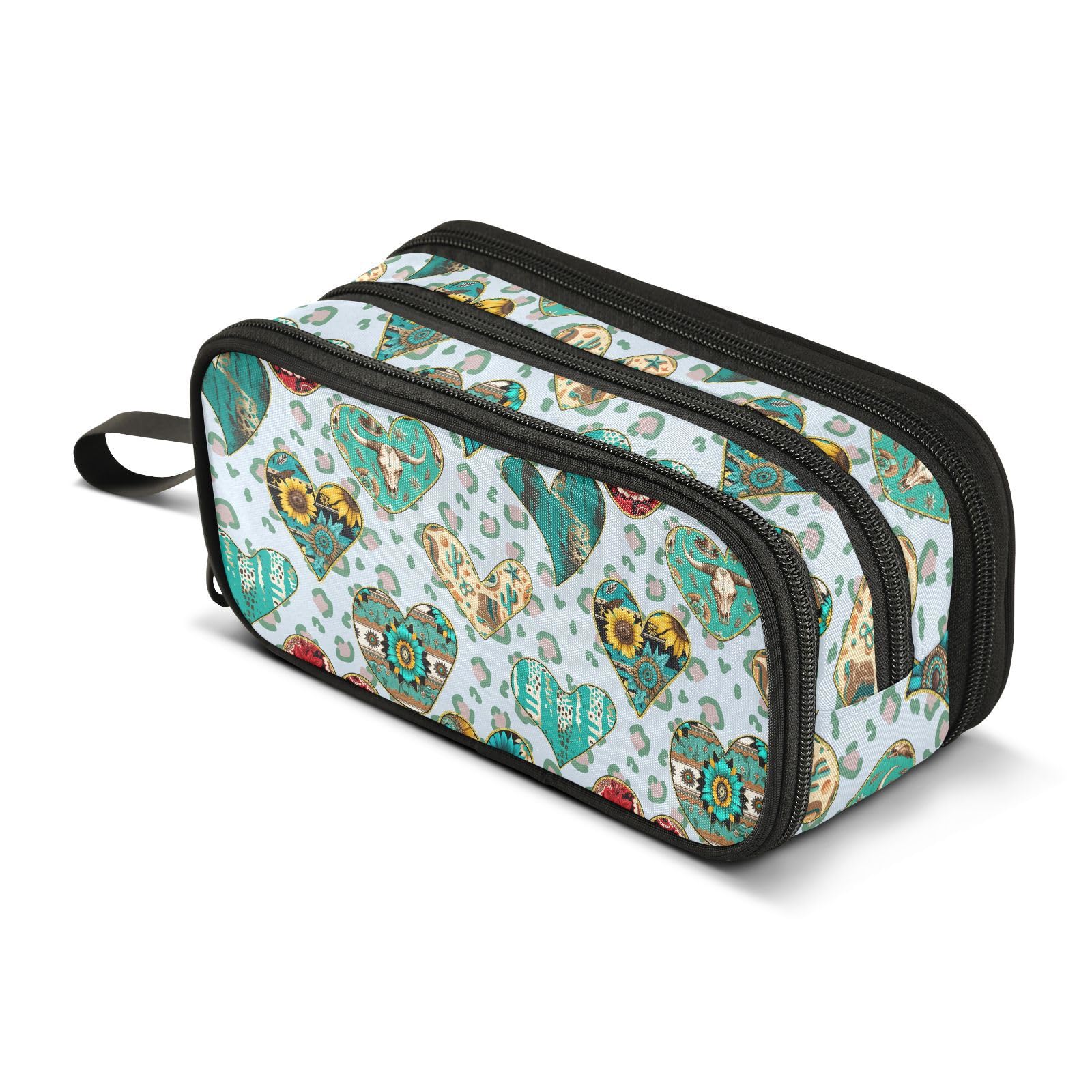 ZAZYXTJ Western Aztec Leopard Print Pencil Case Large Capacity Pencil Pouch