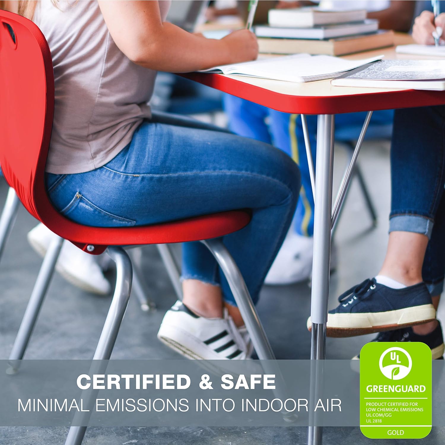 FDP 12" Contour School Stacking Student Chair, Ergonomic Molded Seat Shell with Powder Coated Silver Frame and Swivel Leg Glides; for in-Home Learning or Classroom - Red (4-Pack): Industrial & Scientific