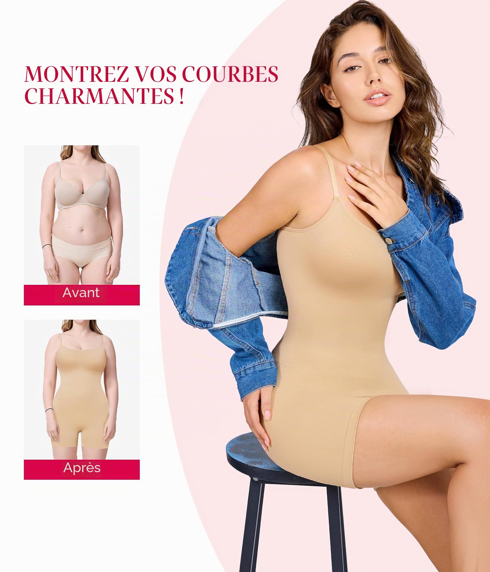 KUMAYES Body Gainant Femme Ventre Plat Invisible Gaine Amincissant Sculptant Minceur Shapewear Bodysuit Combinaison Sans Couture