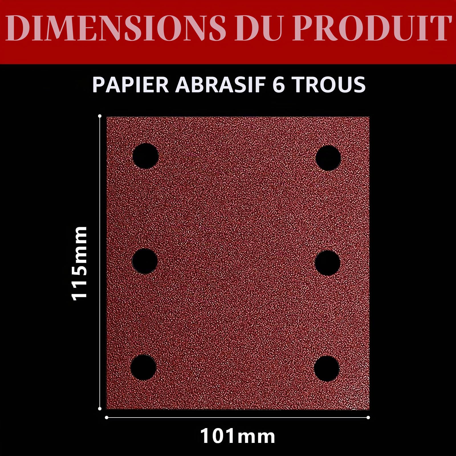 70 Pièces Papier à Poncer 115x101mm, Papier Poncage/Abrasif 40/60/80/100/120/180/240 Grains pour Ponceuse Vibrante, Polissage Bois/Métal, Enlèvement Rouille