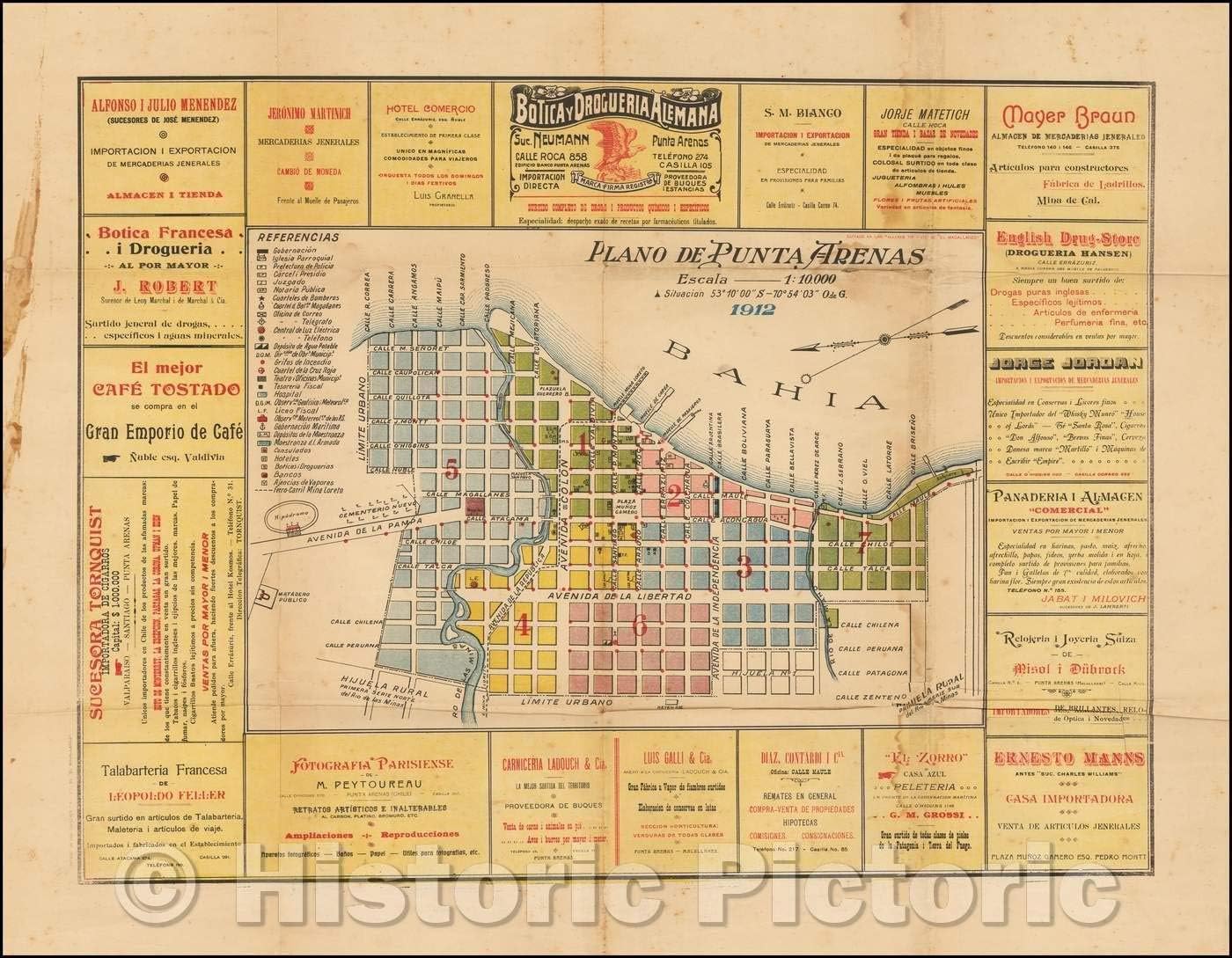 Amazon.com: Historic Map - (Chile) Plano de Punta Arenas : The Largest ...