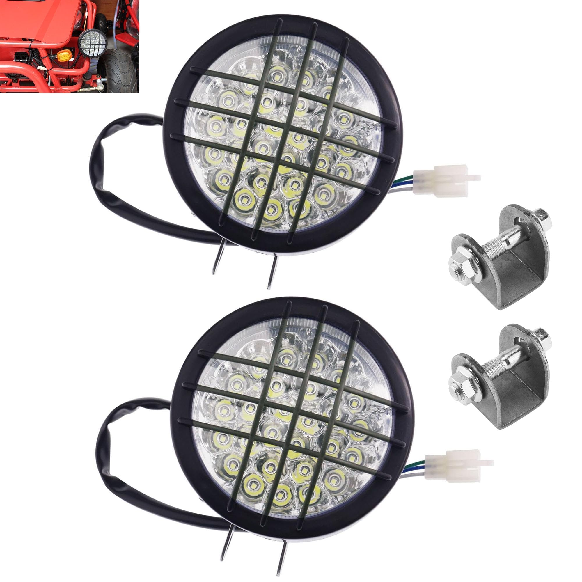 PRO BAT 12V LED Front Head Light Lamp for 110cc 125cc 150cc 200cc 250cc ATV Quad 4 Wheeler Go Kart TaoTao Coolster Roketa Yamoto Vitacci JCL Peace