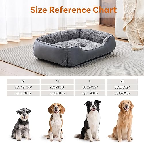 Miniatura 5 de Cama para perros pequeños, lavable, súper suave y duradera, cálida, suave y relajante, con parte inferior antideslizante, color gris, 20 x 19 x 6
