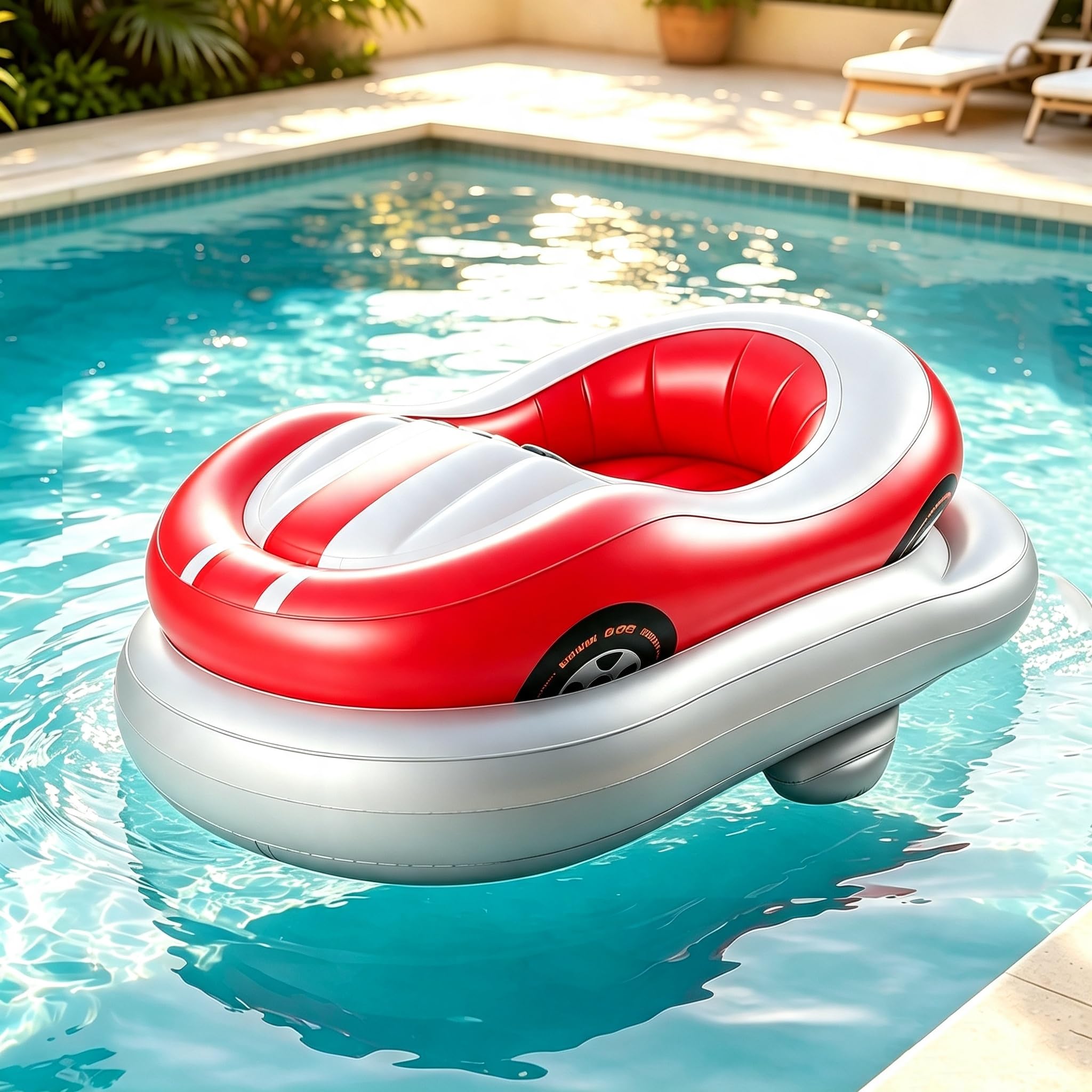 Salvagente Elettrico per Adulti, Barca Motorizzata con Sterzo Joystick 360°, Sis-Tema Eli-ca 46W, Batteria 2600mAh per Corsa di 40-60 Min, PVC 0,4 Mm Red