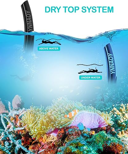 Miniatura 4 de YNNAOY 2 juegos de máscara de buceo profesional y esnórquel, silicona líquida antifugas y correa ajustable, con vidrio templado para una mejor vista