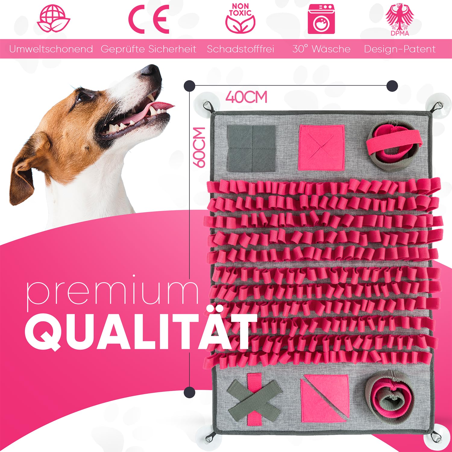 Schnffelteppich [Testsieger] fr Hunde & Katzen + GRATIS E-Book -  Interaktives bissfestes Hundespielzeug - Intelligenzspielzeug zur Frderung  und ...