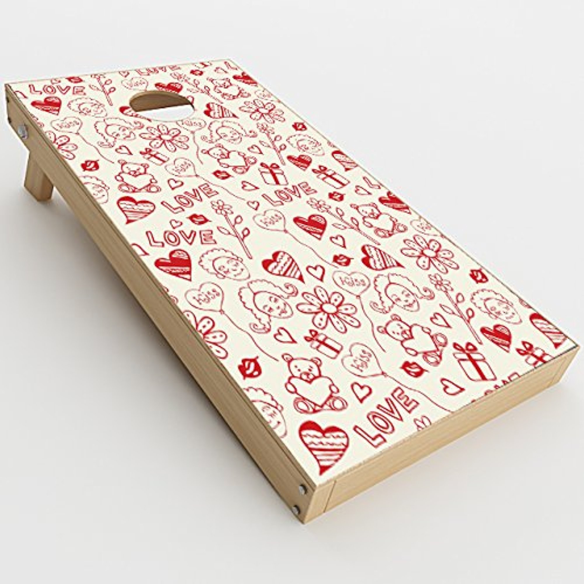Skin Decal Vinyl Wrap for Cornhole Outdoor Game Bag Toss (2 x pcs. Skins only) / Love Hearts