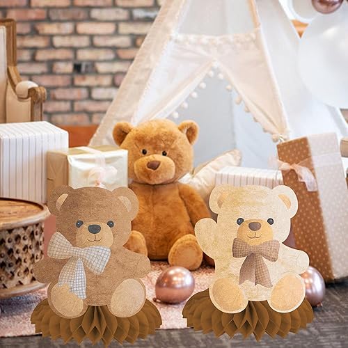 Miniatura 6 de 9 piezas de oso de peluche con forma de panal de abeja, decoración de mesa con temática de oso para niños, fiesta de cumpleaños, revelación de