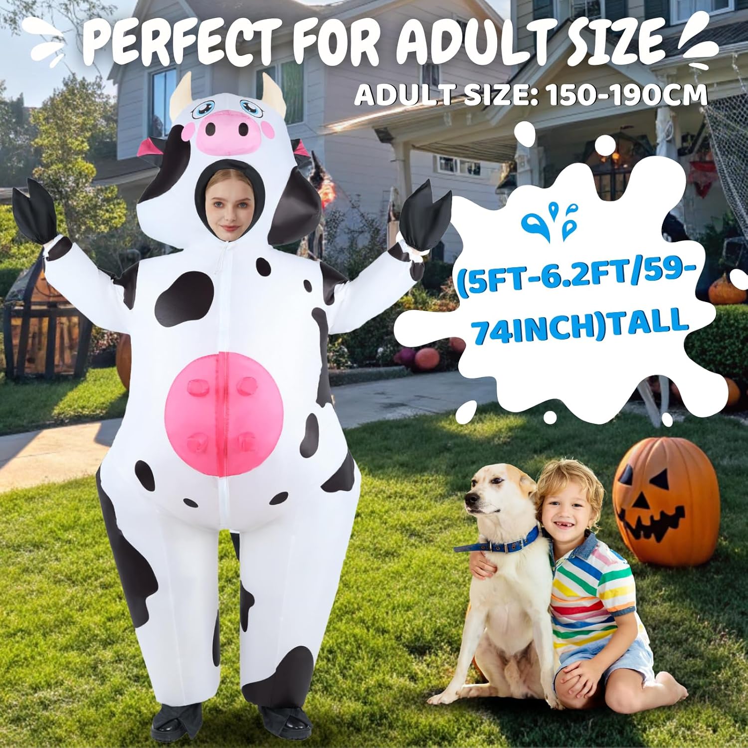 ハロウィン インフレータブル 牛 コスチューム 大人用 面白い 全身 ブローアップ スーツ ハロウィン コスプレ パーティー 女性