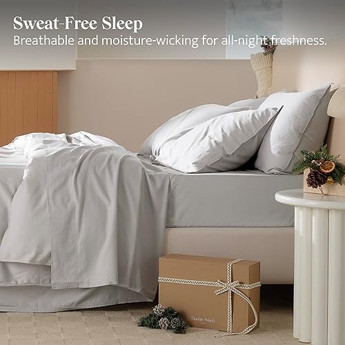 Miniatura 4 de Juego de sábanas de algodón Tencel  Ganador del premio Good Housekeeping Award, juego de sábanas tamaño Queen refrescante, juego de ropa de cama de