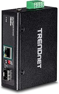 TRENDnet Hardened Industrial SFP to Gigabit UPoE Media Converter, IP30 Rated Housing, Includes DIN-Rail & Wall Mounts, Operating Temp. -40 to 75 °C (-40 to 167 °F), TI-UF11SFP, Black