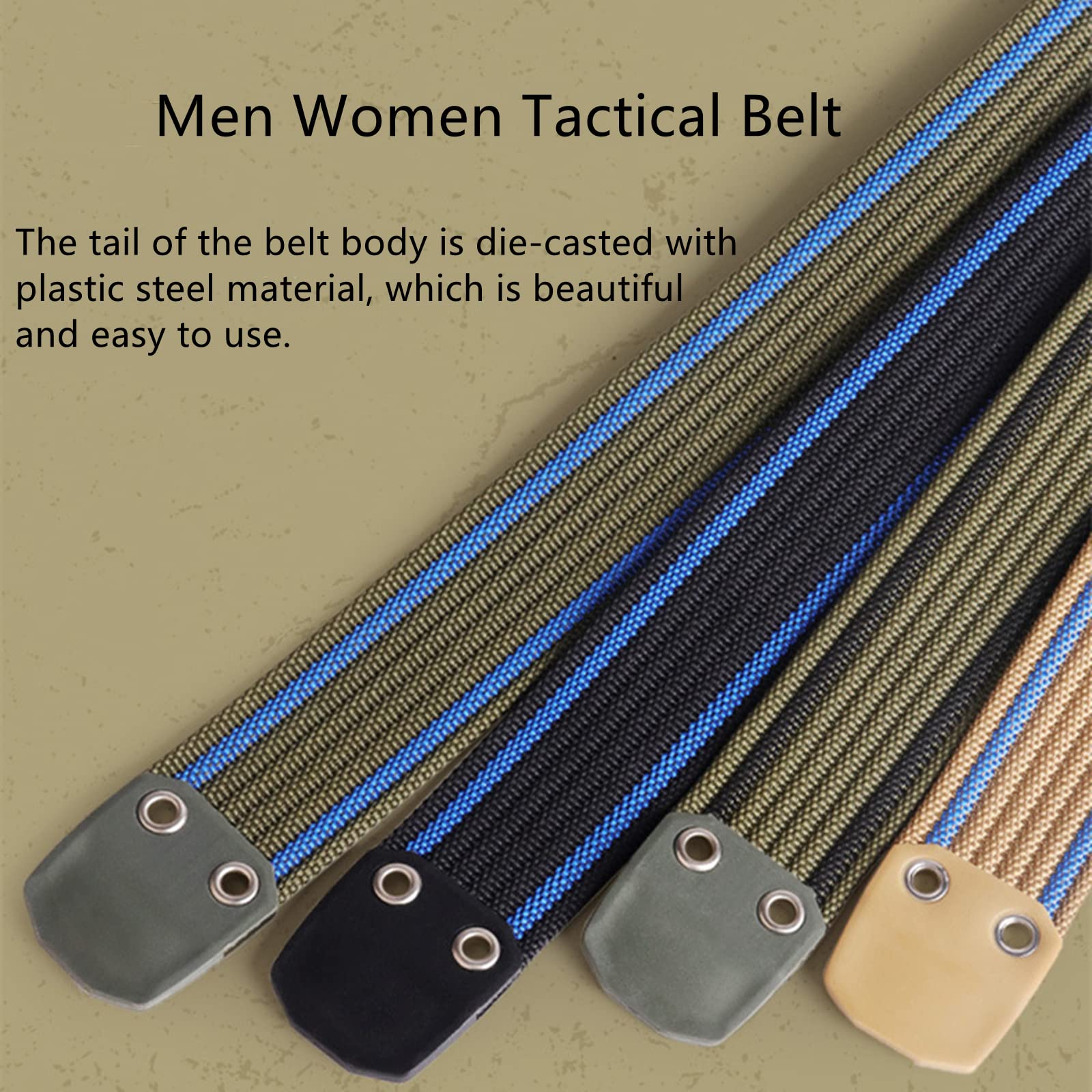Cinturones para Hombres Cinturón Trenzado, Cinturones for Hombres y Mujeres, cinturón de Lona de Nailon Militar táctico con Hebilla de plástico, Paquete de 2(Green/Black+Green/Blue,165CM/65)
