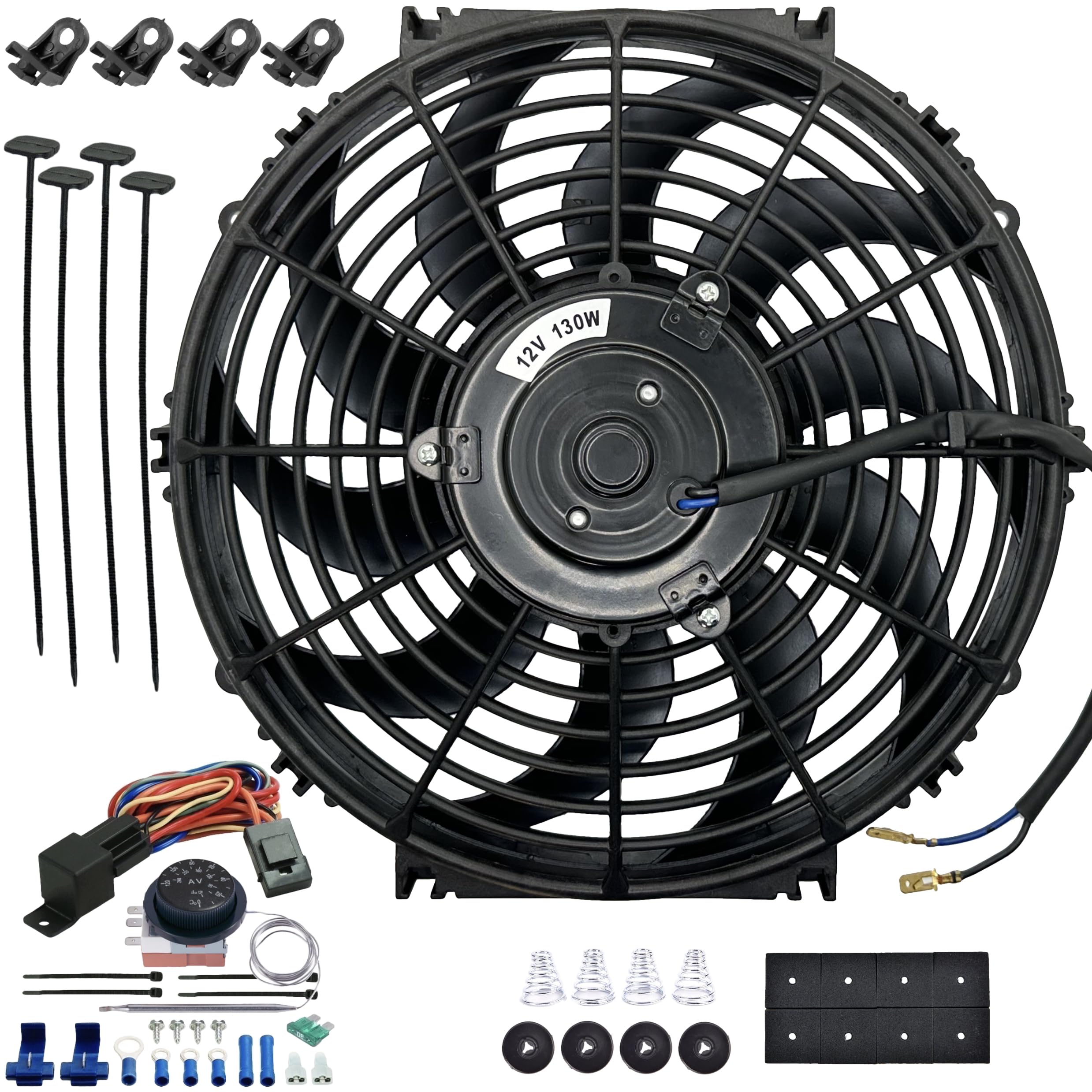 Universal 10-Inch 12V Electric Cooling Thermo Fan With Curved Blade – GPI Racing (Includes Mounting Kit)