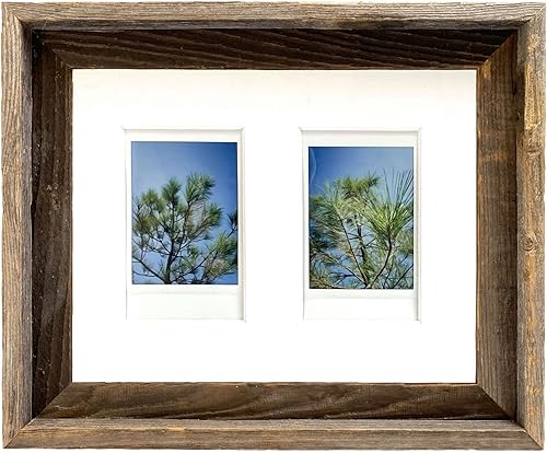 Miniatura 9 de BARNWOODUSA Marco de fotos rústico para uso con Instax - 8 aperturas - 3.25 x 2 pulgadas, tapete blanco